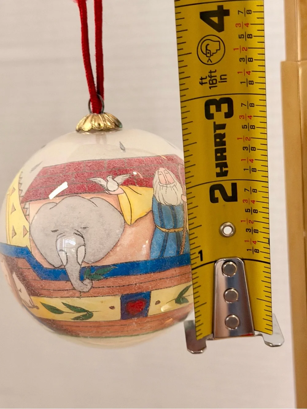 Vintage Hand Painted Glass Ornament Noah’s Ark